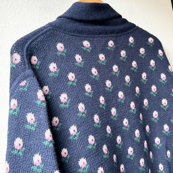 NWOT THE GREAT Navy Blue Bloom Lodge Alpaca & Wool Blend Floral Cardigan Sz S - Picture 11 of 16